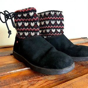 Ugg I Heart Mini Slouch Boots Black Fair Isle Side Lace Up 7US 6UK 39.5EU